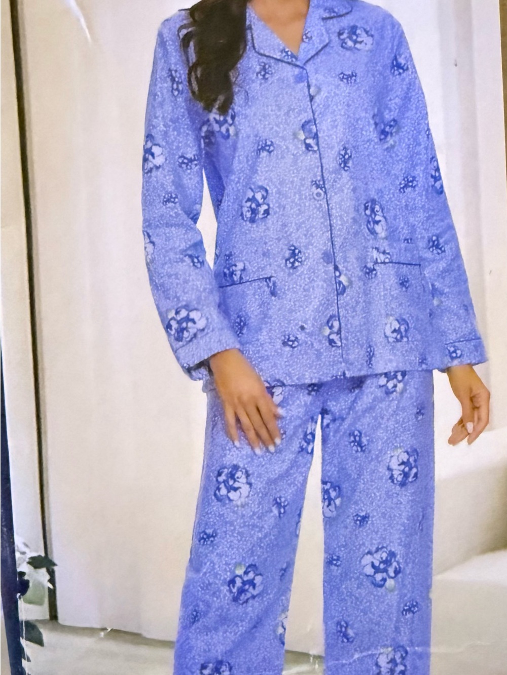 Global Blue Floral Cotton Flannel Pajama Set Size 3XL